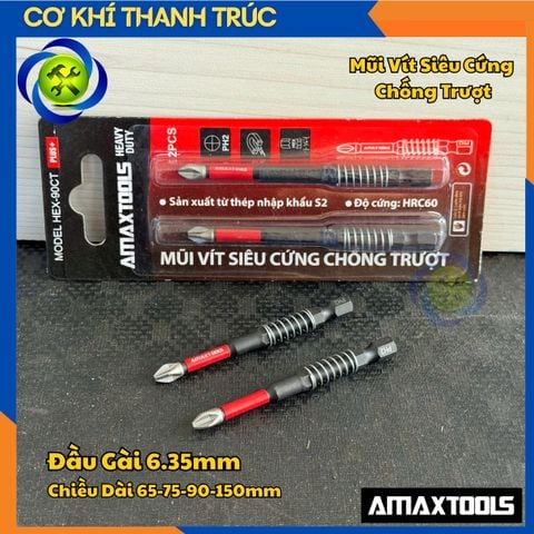 Mũi Vít Siêu Cứng Chống Trượt Amaxtools Đầu Gài 6.35mm Có Các Chiều Dài 65-75-90-150mm
