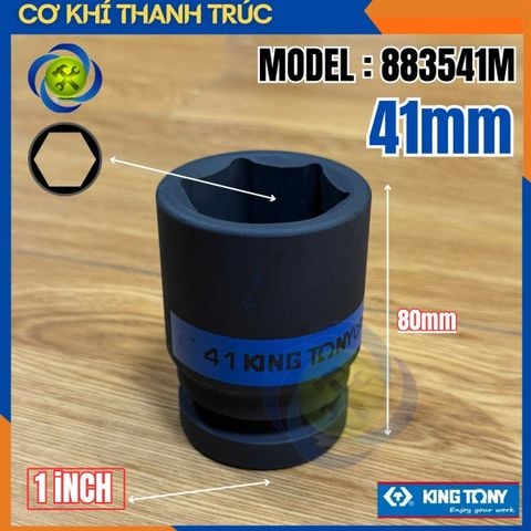 Tuýp 41mm Đầu Vuông 1 Inch Kingtony 883541M Dài 80mm 6 Cạnh Thép CR-MO