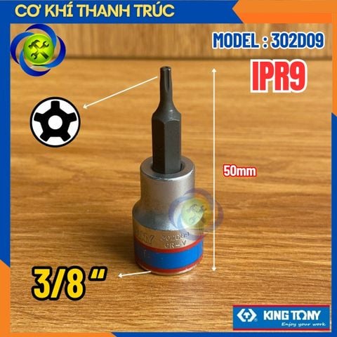 Tuýp Mũi Sao IPR9 Đầu Vuông 3/8 Kingtony 302D09 Dài 50mm Thép CR-V & S2