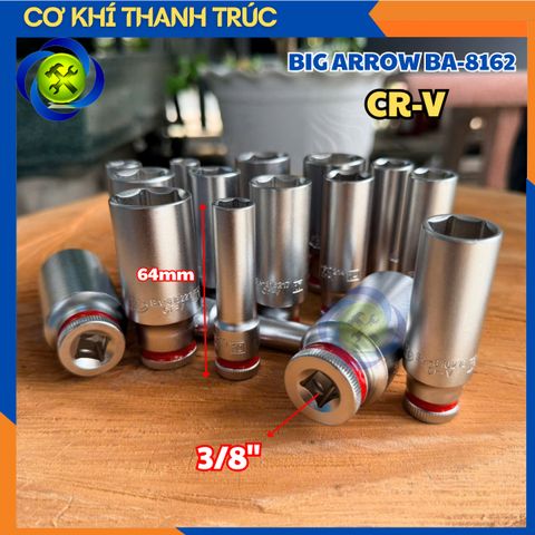 (Size Lẻ) Tuýp Khẩu Big Arrow BA-8162 Chân Đuôi 3/8 Dài 64mm 6 Cạnh Thép CR-V