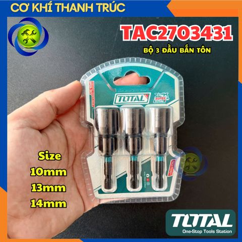 Bộ 3 Đầu Bắn Tôn Total TAC2703431 Các Size 10mm-13mm-14mm