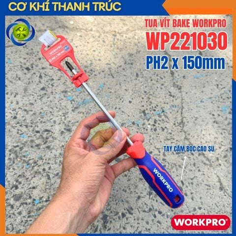 Tua Vít Bake Workpro WP221030 PH2 x 150mm Tay Cầm Bọc Cao Su