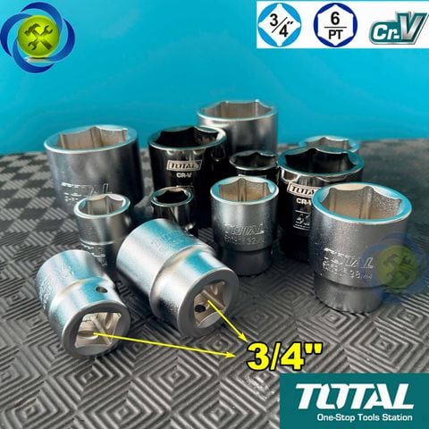 (Size Lẻ) Đầu Tuýp Ngắn 3/4 Total THHAST34 Thép Cr-V 50BV30 (size từ 19-55mm)