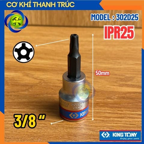 Tuýp Mũi Sao IPR25 Đầu Vuông 3/8 Kingtony 302D25 Dài 50mm Thép CR-V & S2