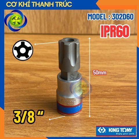 Tuýp Mũi Sao IPR60 Đầu Vuông 3/8 Kingtony 302D60 Dài 50mm Thép CR-V & S2
