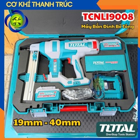 Máy Bắn Đinh Bê Tông 19-40mm Dùng Pin 20V Total TCNLI9008 (2 Pin 4.0Ah và 1 Sạc)