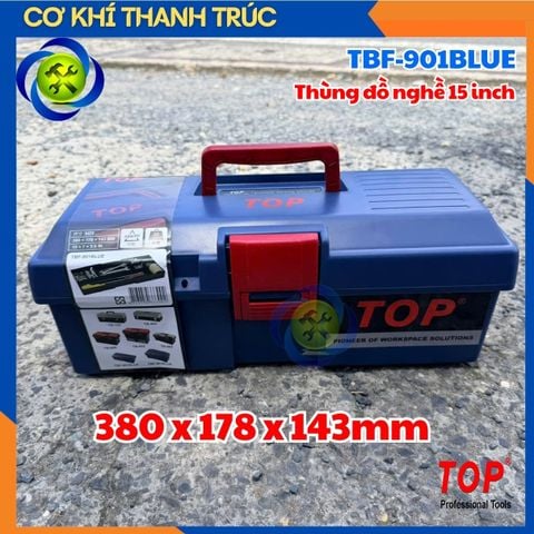 Thùng Đựng Đồ Nghề Nhựa TOP TBF-901BLUE 380 x 178 x 143mm Khóa Nhựa