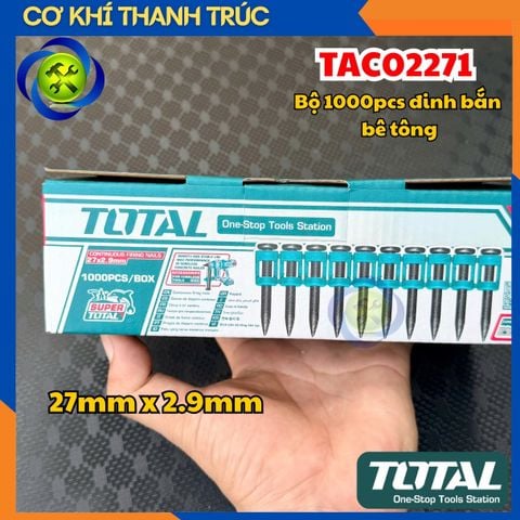 Bộ 1000pcs đinh bắn bê tông 27x2.9mm TOTAL TAC02271