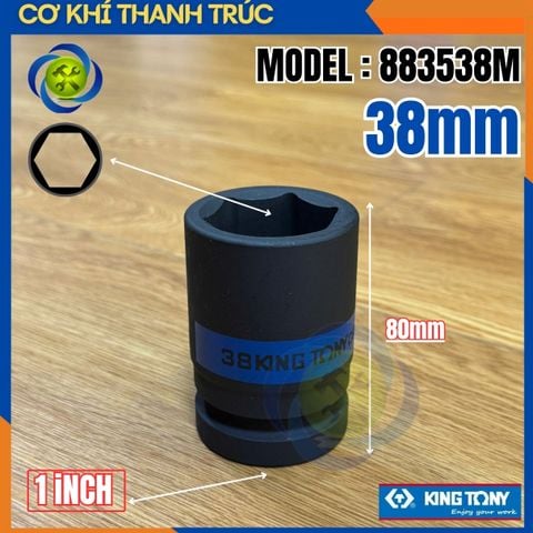 Tuýp 38mm Đầu Vuông 1 Inch Kingtony 883538M Dài 80mm 6 Cạnh Thép CR-MO