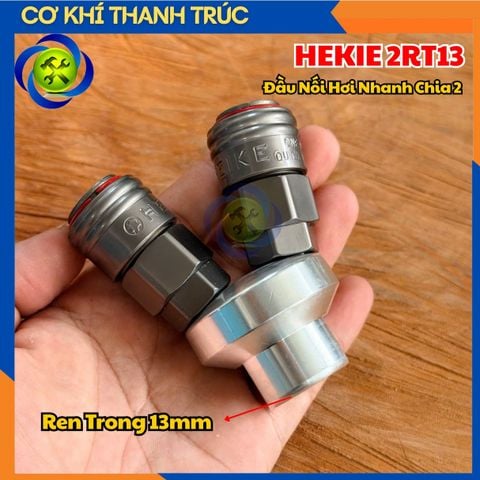 Đầu Nối Hơi Nhanh Chia 2 HEKIE 2RT13 Dành Cho Máy Nén Khí Ren Trong 13mm (1/4 PT)