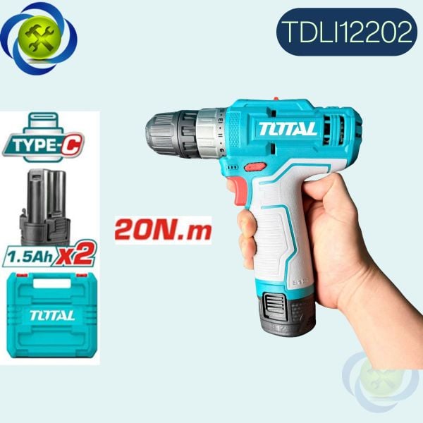 Máy Khoan Pin 12V ToTal TDLI12202 Lực Siết 20Nm (Kèm 2 Pin)