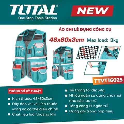 Áo Ghi Lê Đựng Dụng Cụ TOTAL TTVT16025