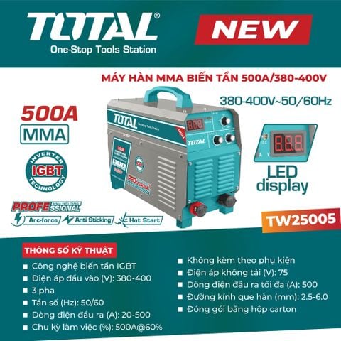 Máy Hàn MMA Biến Tần 500A TOTAL TW25005