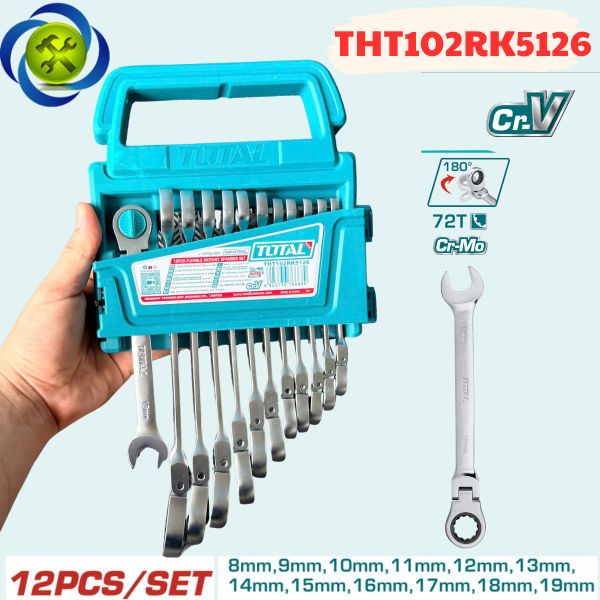 Bộ 12 Cờ Lê Tự Động Gật Gù Total THT102RK5126 (8-19mm)