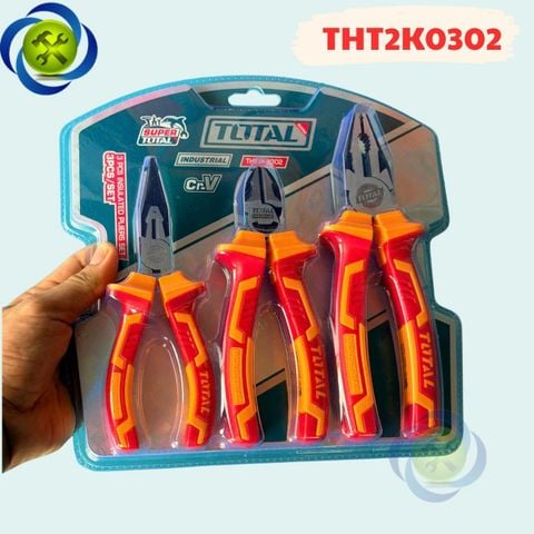 Bộ 3 Kìm Cách Điện TOTAL THT2K0302 (Kìm Bằng + Kìm Cắt + Kìm Nhọn)
