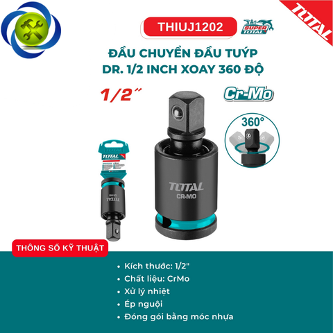 Đầu Chuyển Đầu Tuýp DR 1/2 Inch Xoay 360 Độ TOTAL THIUJ1202