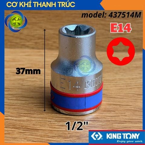 Tuýp Sao E14 Đầu Vuông 1/2 Kingtony 437514M Dài 37mm 6 cạnh Thép CR-V