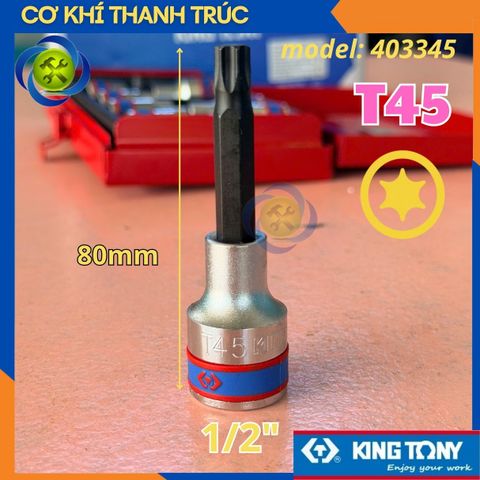 Tuýp Sao T50 Đầu Vuông 1/2 Kingtony 403350 dài 80mm 6 Cạnh Thép CR-V