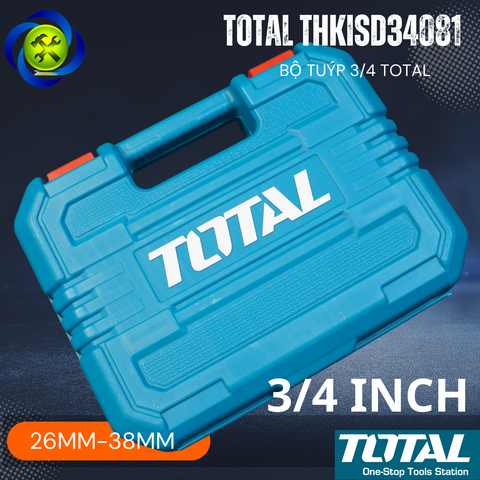 Bộ Tuýp 3/4 Total THKISD34081 Thép CR-MO 8 Tuýp 26-38mm Loại Dài 55mm