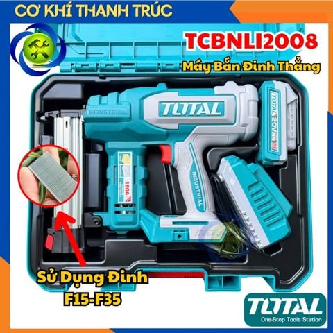 Máy Bắn Đinh Thẳng Total TCBNLI2008 Dùng Pin 20V (1 Pin 2.0Ah và 1 Sạc) Sử Dụng Đinh F15-F35