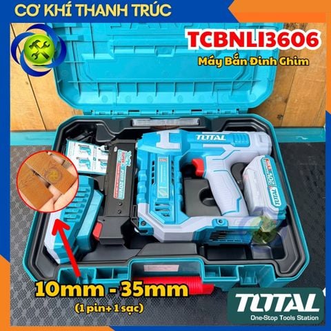 Máy Bắn Đinh Ghim 10-35mm Dùng Pin 20V Total TCBNLI3606 (1 pin+ 1 sạc)