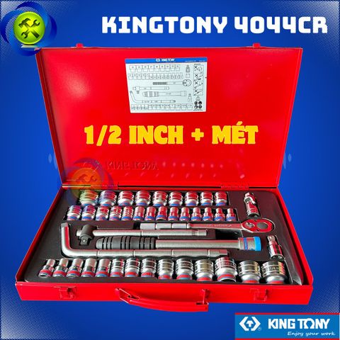 Bộ tuýp 1/2 inch 43 chi tiết hệ inch & hệ mét Kingtony 4044CR