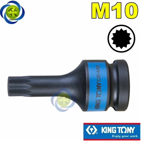 Tuýp Lục Giác Sao M10 Đầu Vuông 1/2 Kingtony 405610M dài 60mm 12 Cạnh Thép CR-MO