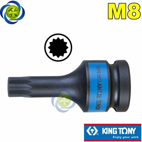 Tuýp Lục Giác Sao M8 Đầu Vuông 1/2 Kingtony 405608M dài 60mm 12 Cạnh Thép CR-MO