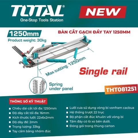 Bàn cắt gạch đẩy tay 1250mm TOTAL THT081251