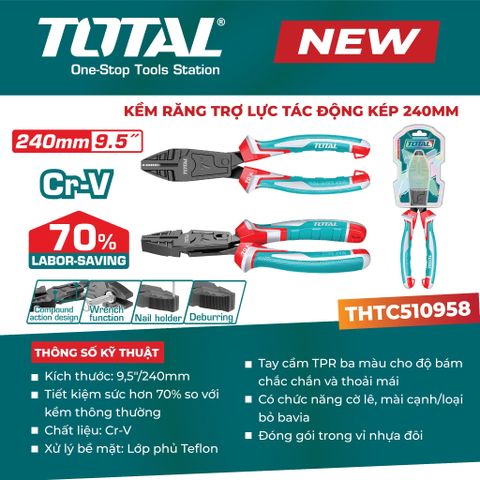 Kềm răng trợ lực tác động kép 240mm TOAL THTC510958 9.5inch