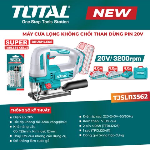 Máy cưa lọng không chổi than dùng pin 20V TOAL TJSLI13562