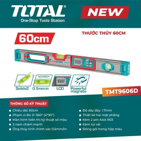 Thước thủy điện tử 600mm TOTAL TMT9606D