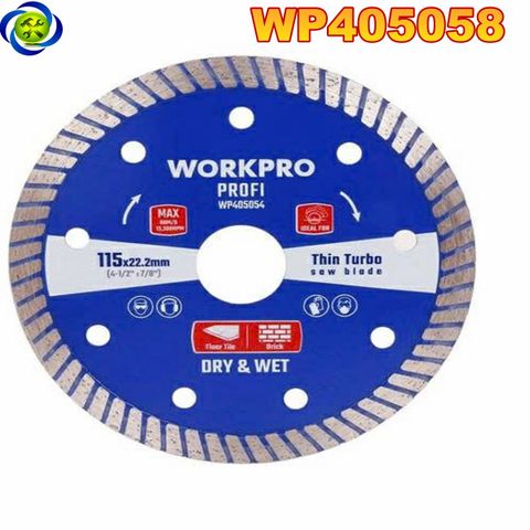 Lưỡi cưa đĩa cắt kim cương Turbo, răng lưới siêu mỏng 105x20x10mm Workpro - WP405058