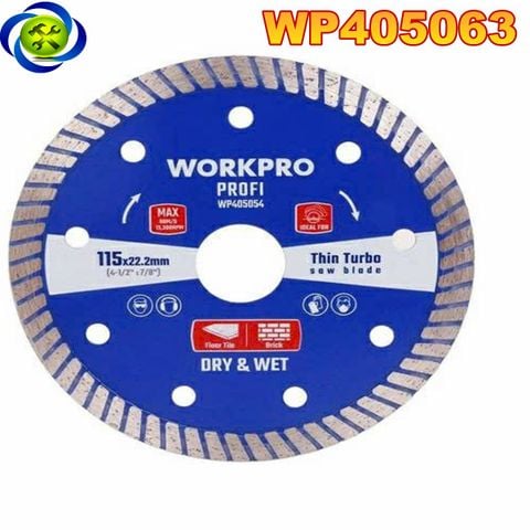 Lưỡi cưa đĩa cắt kim cương Turbo, răng lưới siêu mỏng 230x22.2x10mm Workpro - WP405063