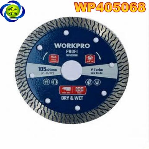 Lưỡi cưa đĩa cắt kim cương Turbo, răng loại Y siêu mỏng 105x20x10mm Workpro - WP405068
