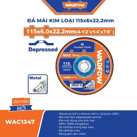 Đá Mài Kim Loại Wadfow WAC1347 Kích Thước 115 x 6 x 22.2mm