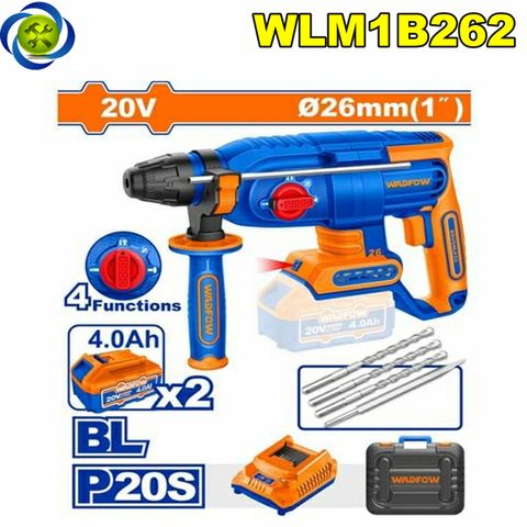 Máy Khoan Đục Bê Tông Dùng Pin 20V-26mm WADFOW WLM1B262 (Không Chổi Than) 4 Chức Năng