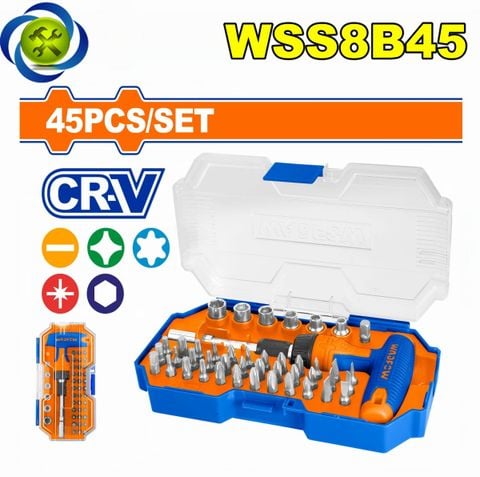 Bộ 45 chi tiết bắt vít và tay vặn chữ T Wadfow WSS8B45