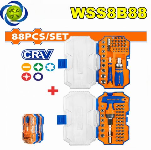 Bộ 2 Hộp 88 Chi Tiết Bắt Vít Và Tay Vặn Wadfow WSS8B88