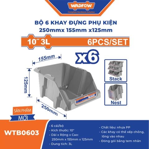 Bộ 6 Khay Đựng Linh Kiện Wadfow WTB0603 250mm x 155mm x 125mm