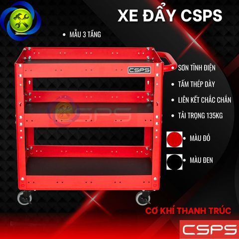 Xe đẩy 3 tầng CSPS VNUQ071XDBC3 kích thước 710mm x 440mm x 760mm màu đỏ