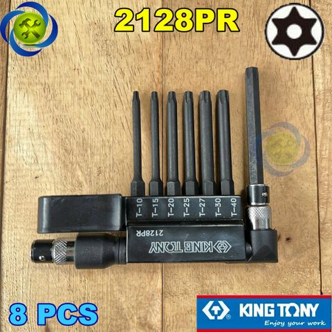 Bộ mũi vít lục giác sao có lỗ 7 cây (T10 - T40) Kingtony 2128PR, thép S2