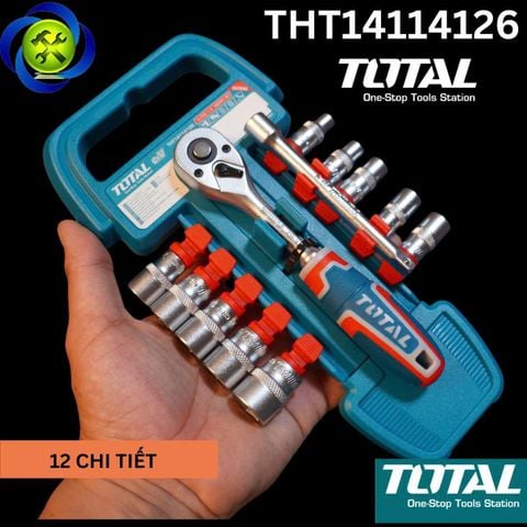 Bộ Cần Tự Động Và Khẩu 1/4 TOTAL THT14114126 Gồm 12 Chi Tiết (5-14mm)