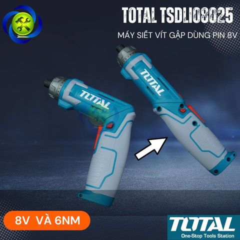 Máy Siết Vít Gập Dùng Pin 8V TOTAL TSDLI08025 Có Cấp Trượt (Kèm mũi vít)