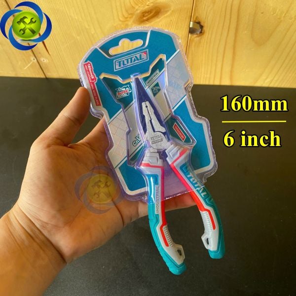 Kìm Mũi Nhọn 6 inch Total THT220606S cán xanh đỏ dài 160mm