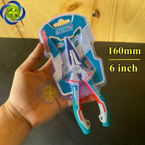 Kìm Mũi Nhọn 6 inch Total THT220606S cán xanh đỏ dài 160mm