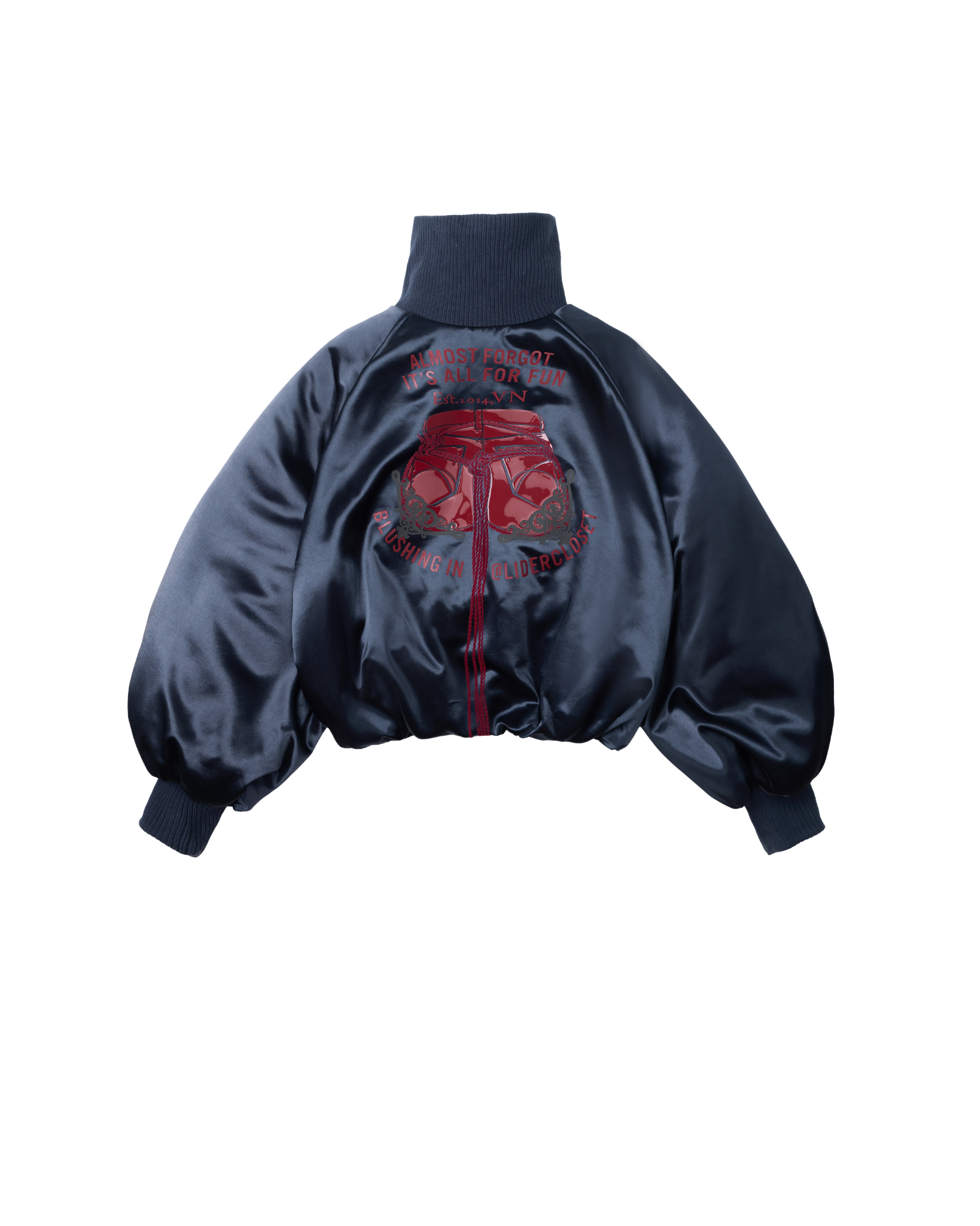 ALL FOR FUN BOMBER JACKET - Satin Navy