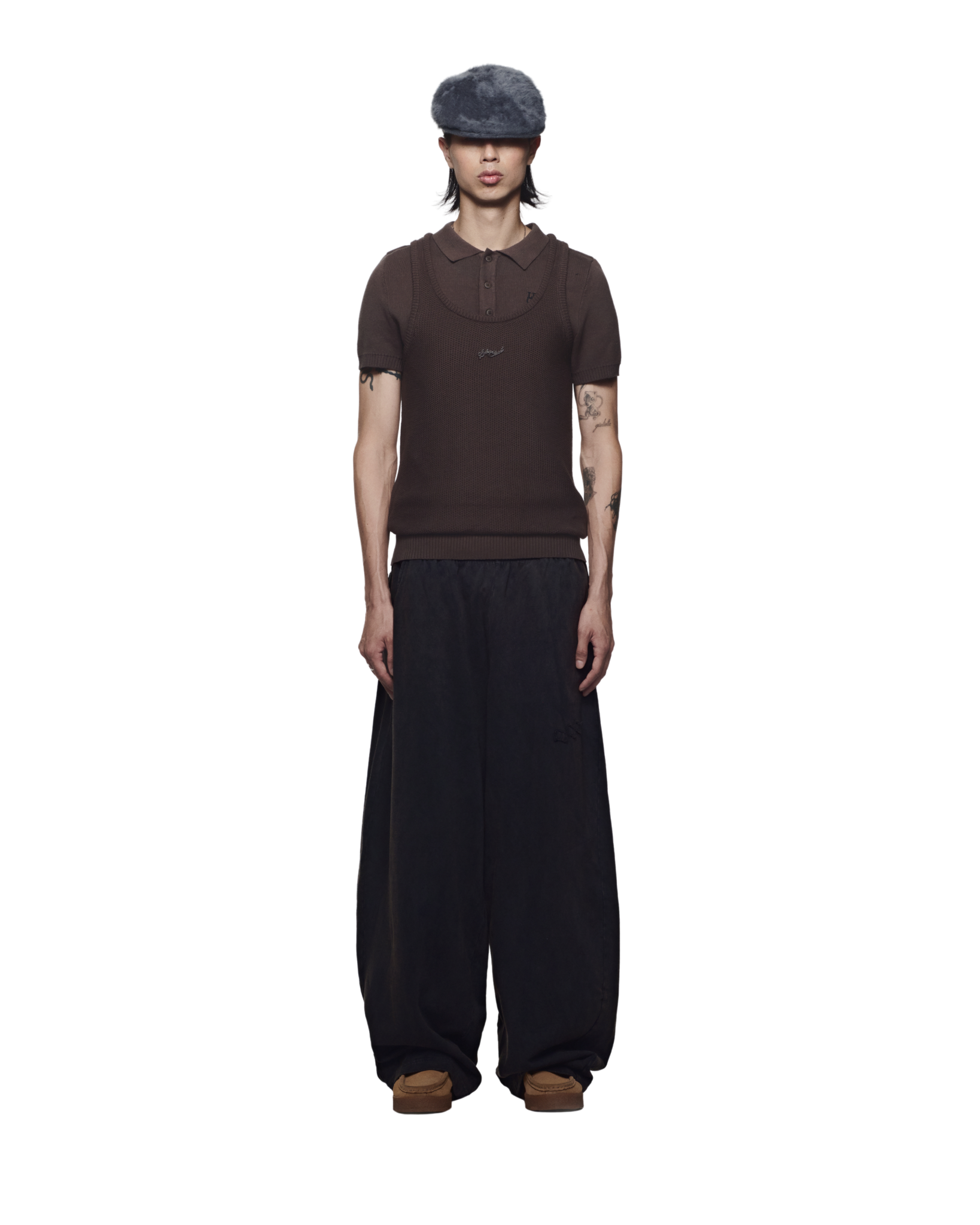 THE ELAN KNIT POLO SHIRT - Chocolate