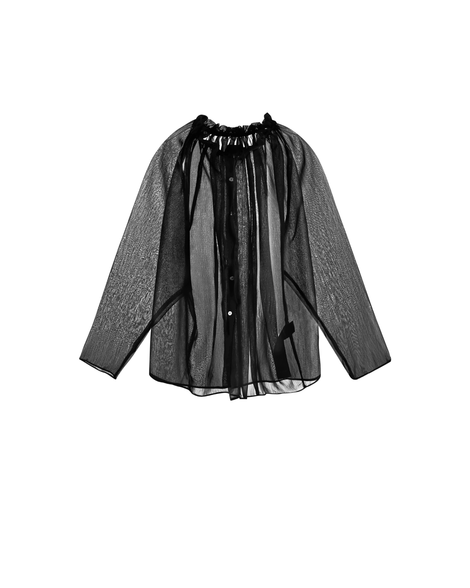 AIRY SEE-THRU SHIRT - Black