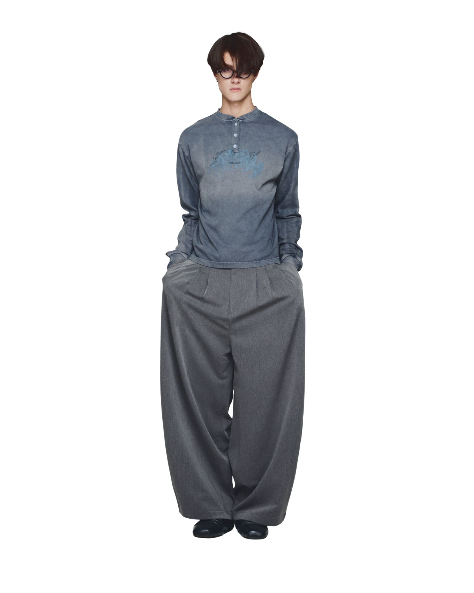 FORWARD HORSES LONG-SLEEVE TEE - Faded Grey